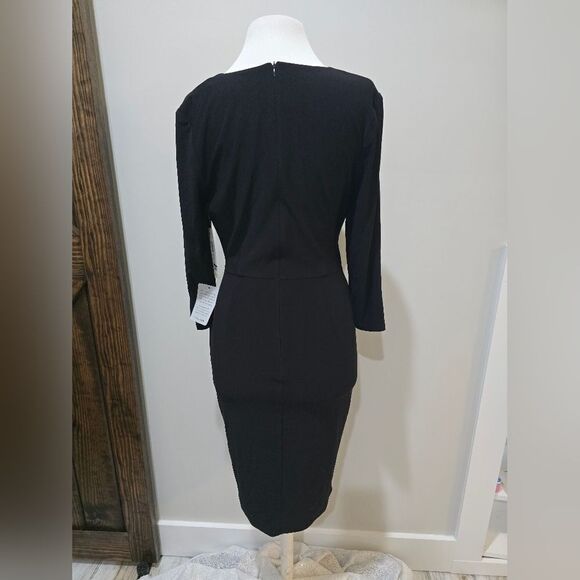 Eliza J Wrap Front Tulip Hem Cocktail Dress NWT size 8 Black - Picture 4 of 5